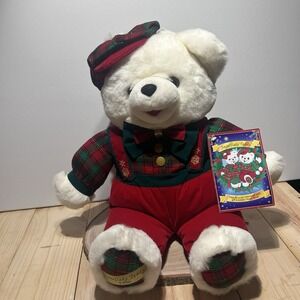 Vintage Dan Dee 1996 Snowflake Teddy Bear Plush Christmas Scottish w Tags